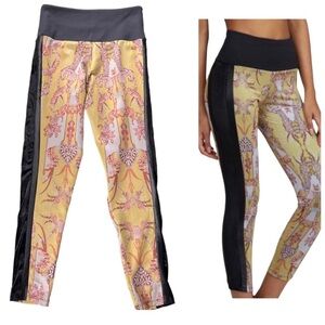 Noli Yellow and Black Patterned Leggings Small